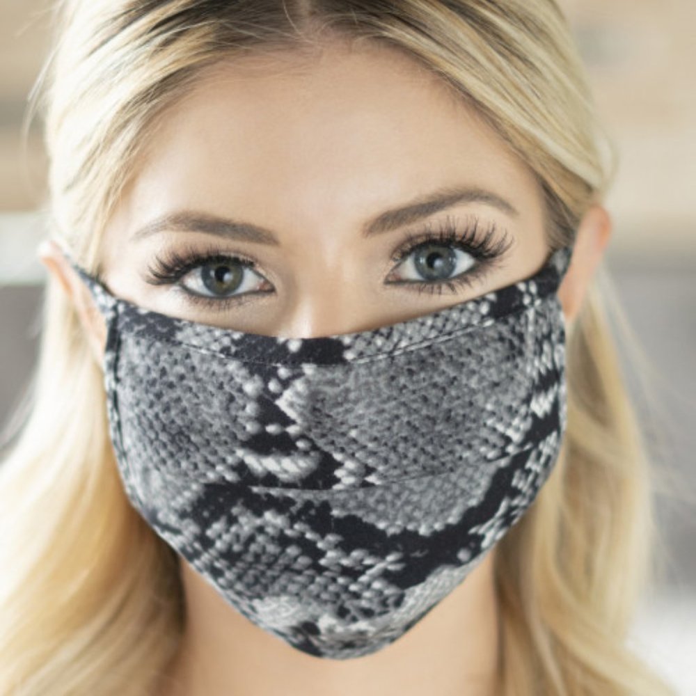 2 for 20! Black snake print face mask